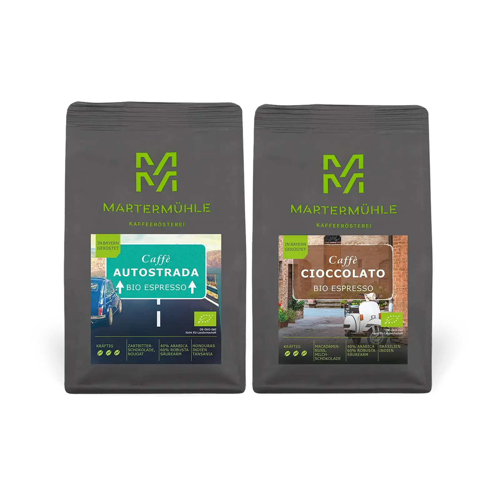 Bio Espressi Autostrada & Cioccolato | 2x1kg + Zucker | Aktion