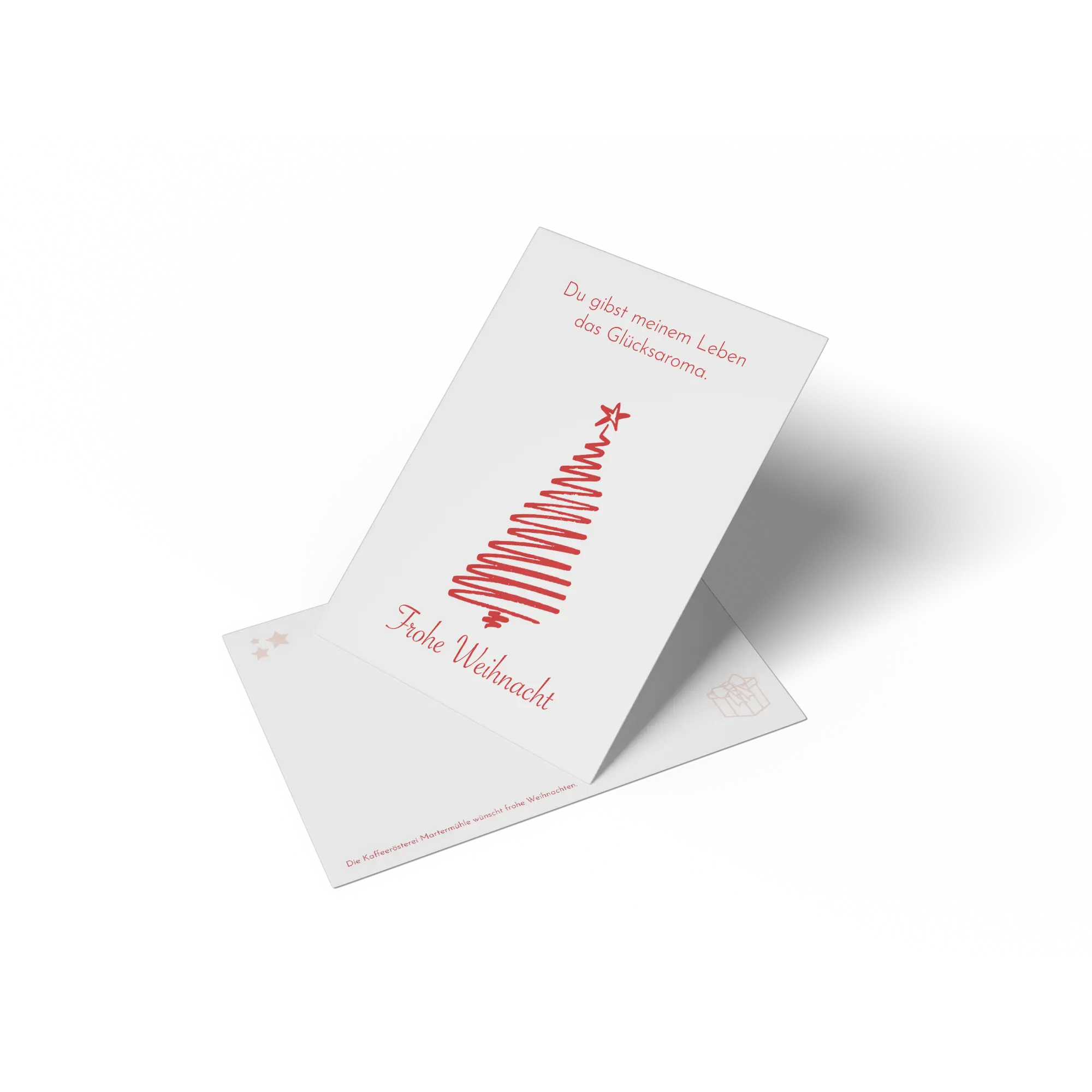 Weiße Martermühle-Weihnachtspostkarte ohne Hintergrund.