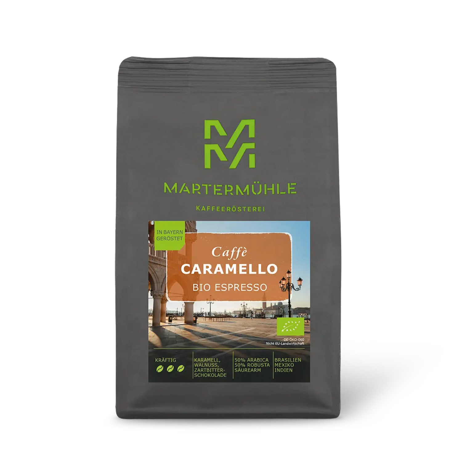 Packung Bio Espresso Caramello ohne Hintergrund.