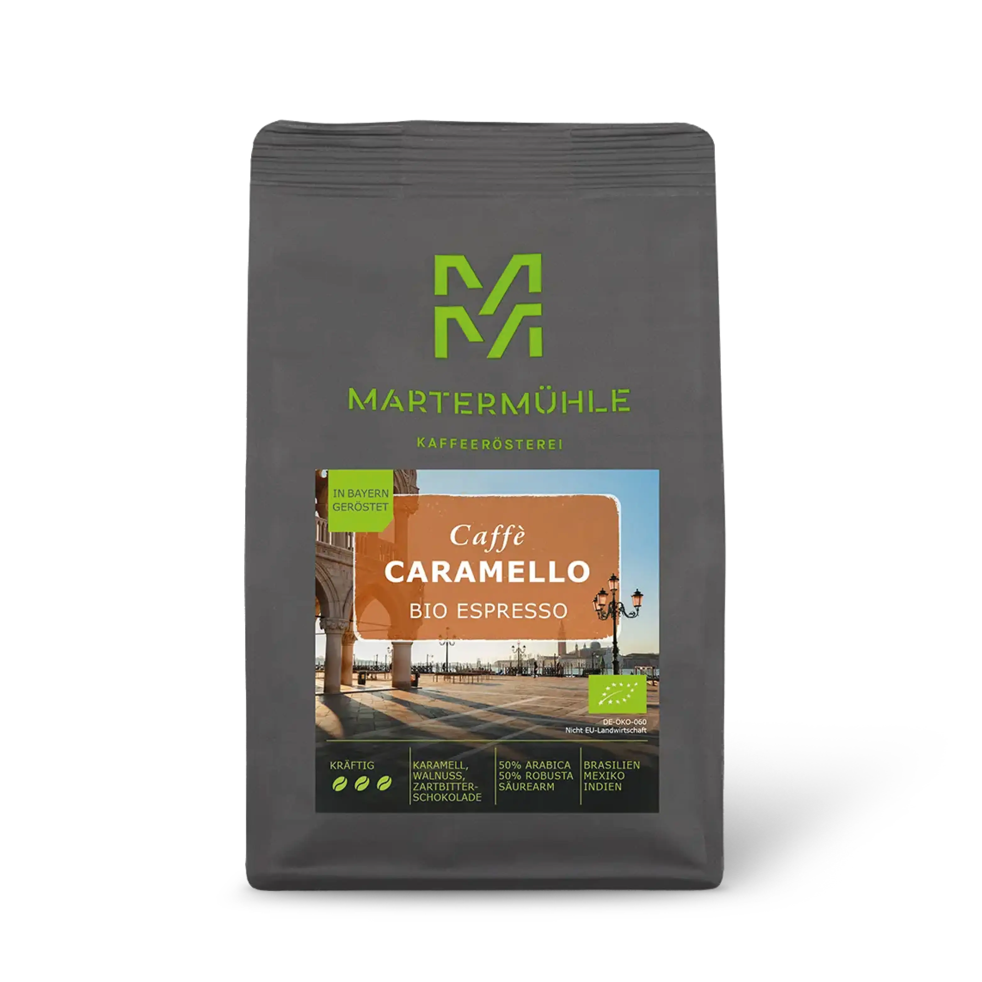 Packung Bio Espresso Caramello ohne Hintergrund.