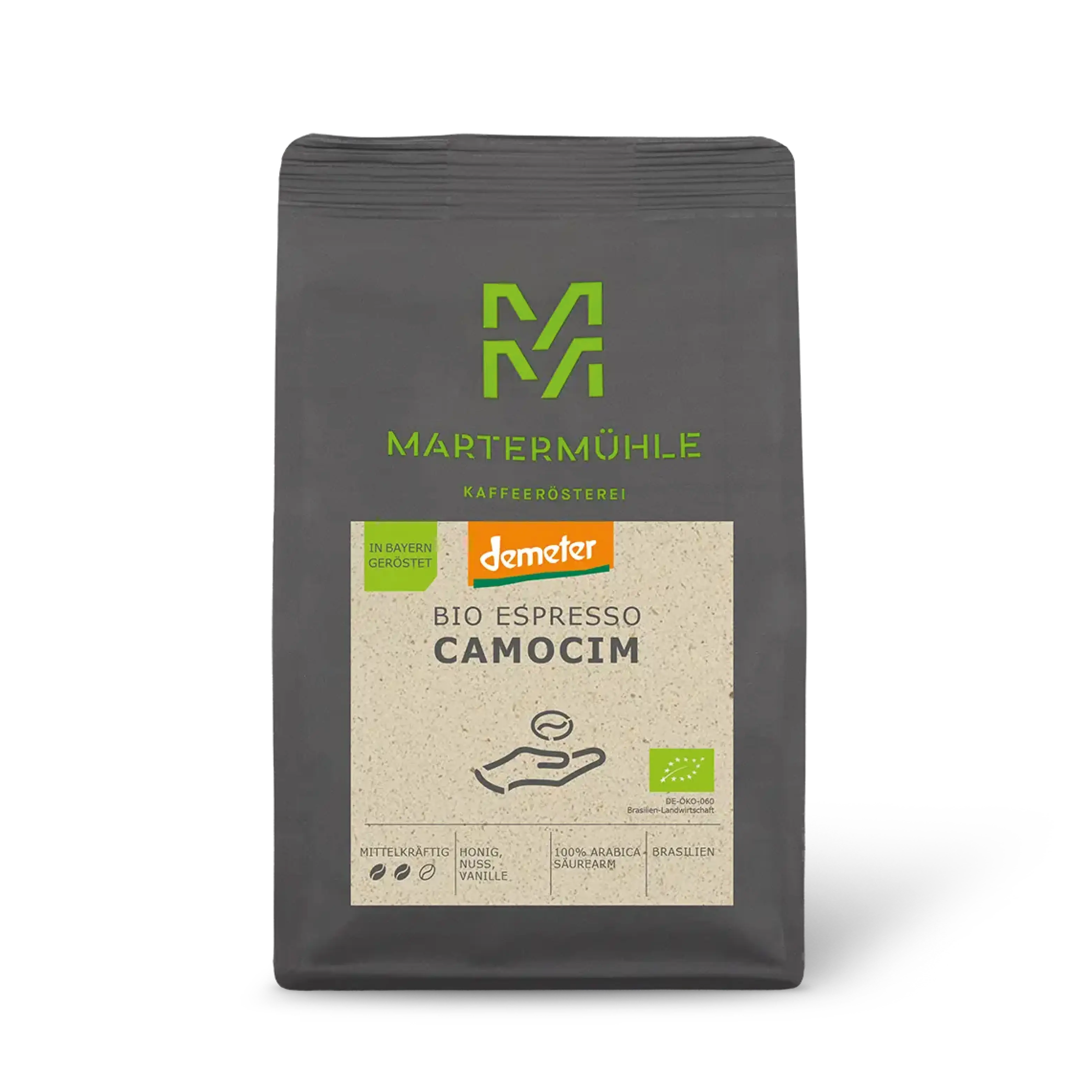 Packung Bio Espresso demeter Camocim ohne Hintergrund.