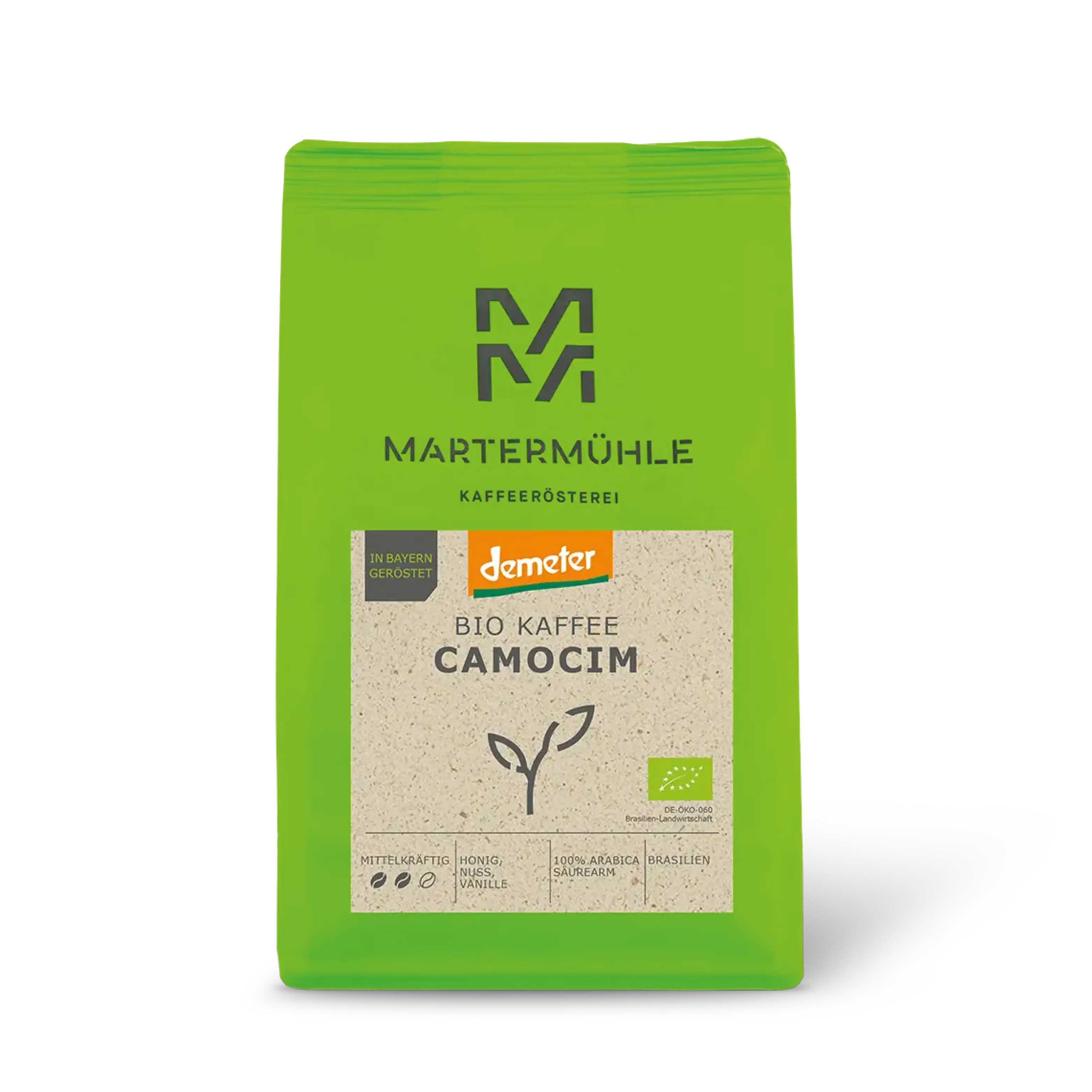 Packung Bio Kaffee demeter Camocim ohne Hintergrund.