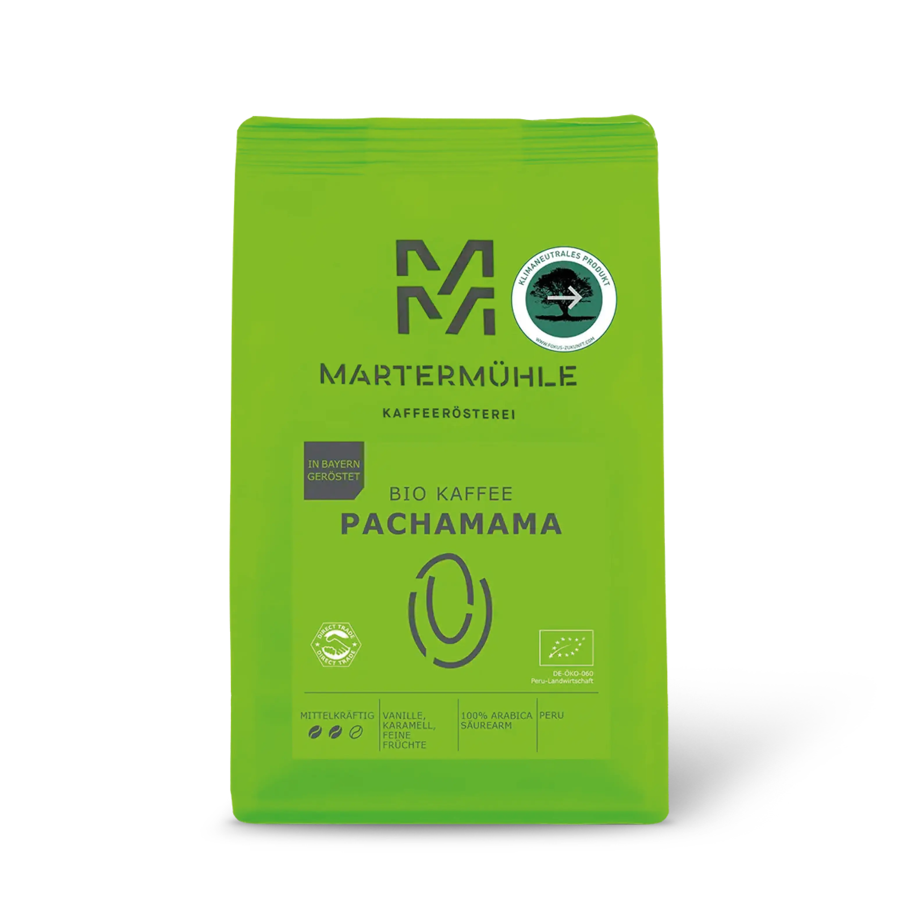 Packung Bio Kaffee PachaMama ohne Hintergrund.