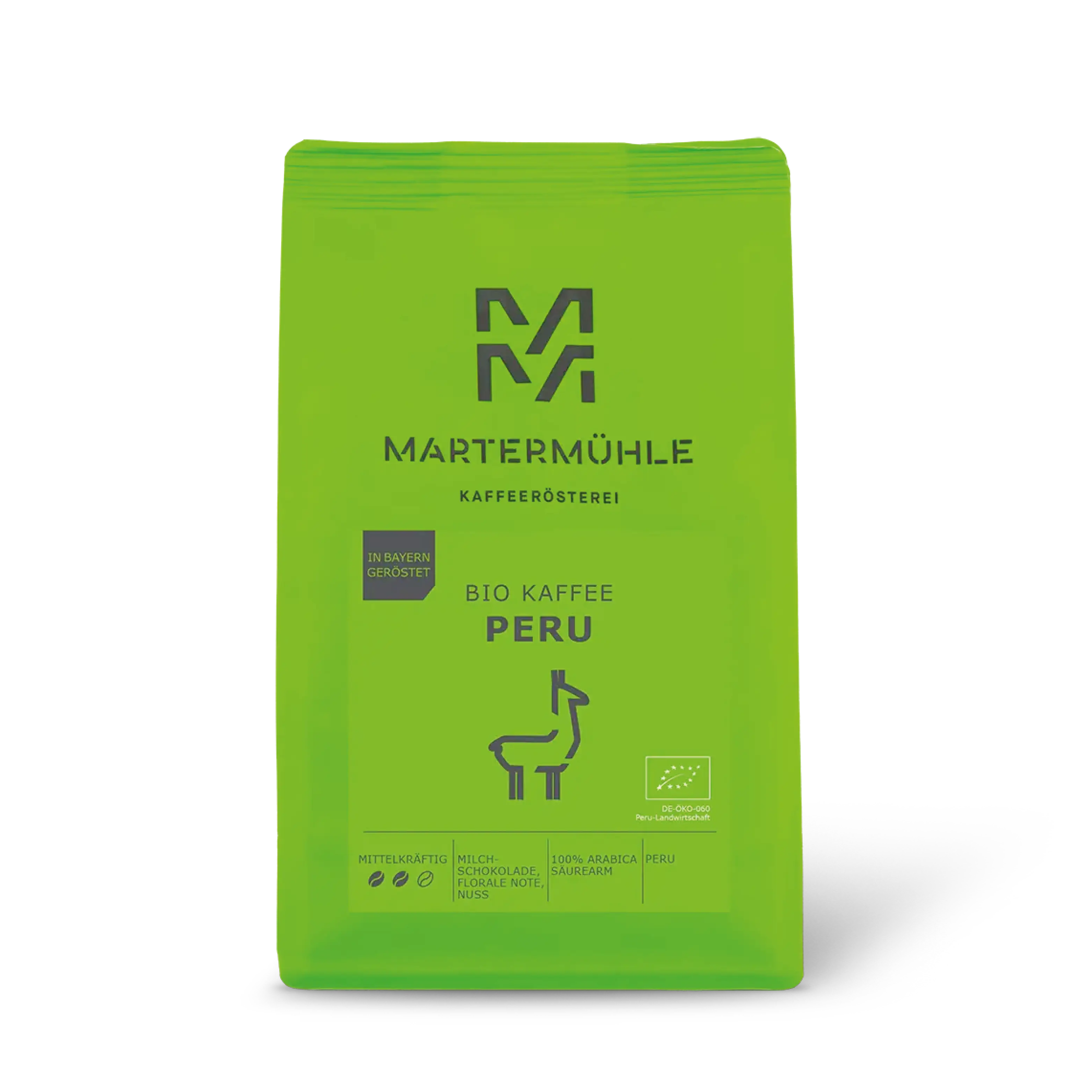 Packung Bio Kaffee Peru ohne Hintergrund.