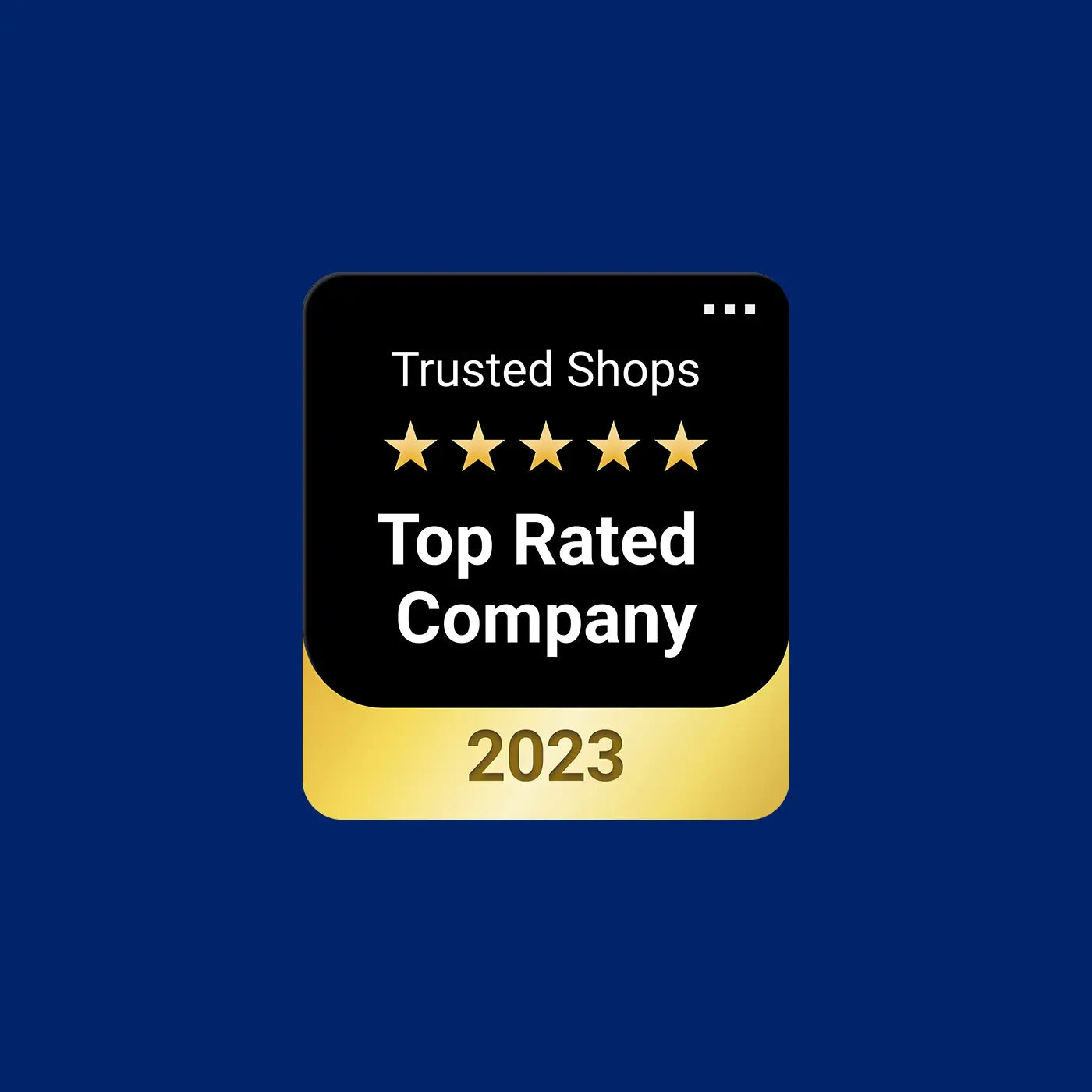 Eine Darstellung der Trusted Shops Top Rated Company 2023 Badge